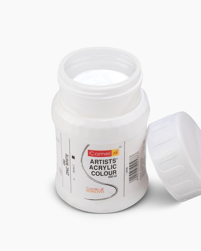 Camel Artist Acrylic Colours Individual jar of Zinc White in 500 ml