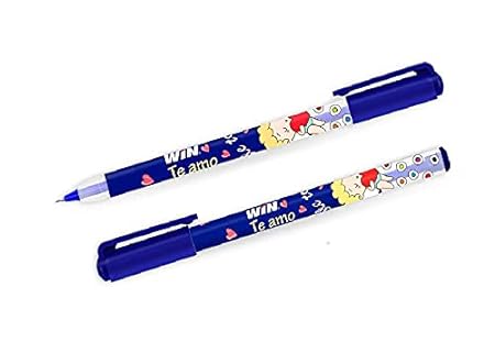 WIN Te Amo Ball Pens | 20 Blue Pens | The Magic of Gel in a Ball Pen | Fine Tip | Stylish Printed Body with Angel & Heart | Te Amo Bole Toh Love | School, Office use | Perfect Writing Partner for Kids