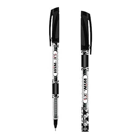 WIN X5 Ball Pens | 10 Black Ink Pens|0.7mm Tip|Smooth Flow of Ink |Comfortable for Writing| School, Office & Business Use | Budget Friendly Stick Ball Point Pens Set