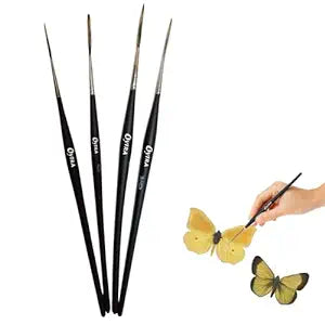 Oytra Fine Long Liner Brushes 4 Pcs Professional Synthetic Bristles for Fine Detailing & Painting for Acrylic Oil Watercolor & Gouache Drawing