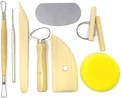 8 Pieces Wooden Pottery Sculpting Clay Cleaning Tool Set, Ceramic Clay Tools for Beginner