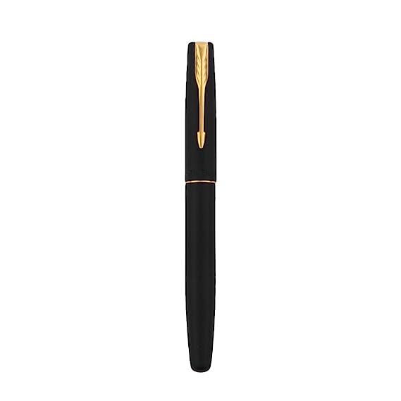 Parker Frontier Matte Black Roller Ball Pen Gold Trim + Free Card Holder Gift Set