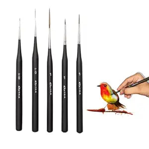 Oytra 5pcs Detailing Brushes: Fine Paint, Liner for Acrylic, Mini for Fine Lines, Detailing, Thin - Ideal Oil, Watercolor, Gouache