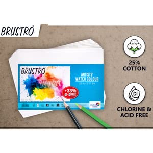 Brustro Watercolour Papers CP 300 GSM 30CM X 30CM (Pack of 10+2 Sheets)