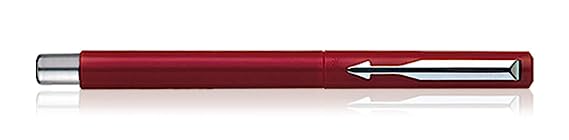 Parker Vector  Standard Calligraphy Chrome Trim Fountain Pen Red Body Color