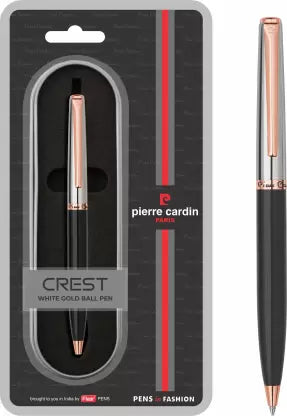 PIERRE CARDIN Crest White Gold Ball Pen (Ink Color - Blue)