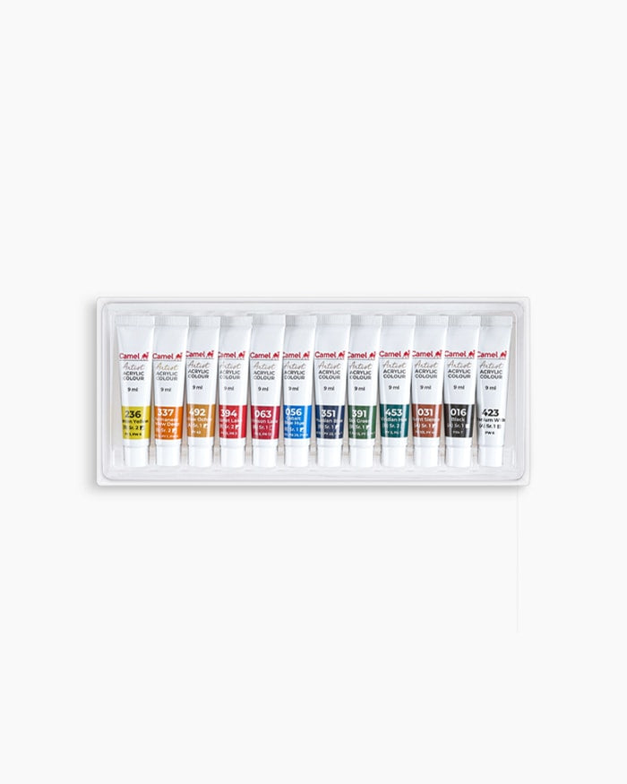 Camel Artist Acrylic Colour Assorted pack of 12 shades in 9 ml