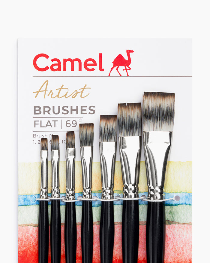 Camlin Artist Brushes Assorted pack of 7 brushes, Flat - Series 69