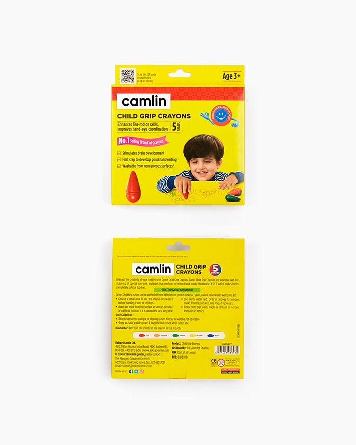 Camlin Child Grip Crayons Assorted pack of 5 Shades