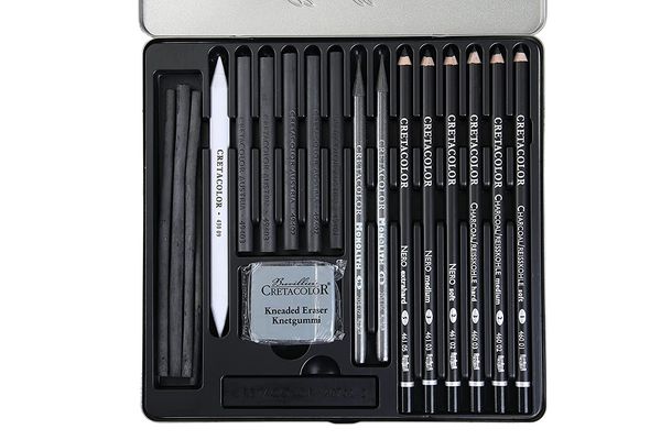 Cretacolor Black Box Charcoal Drawing Set of 20 – Tin Box