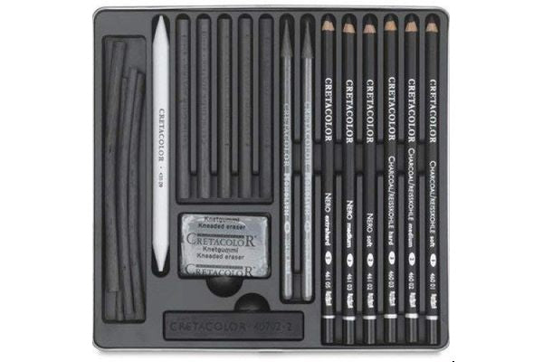 Cretacolor Black Box Charcoal Drawing Set of 20 – Tin Box