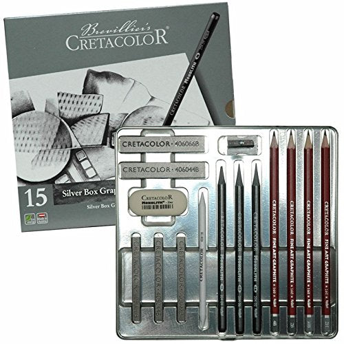 Cretacolor Silver Box Graphite Drawing Set of 15 – Tin Box
