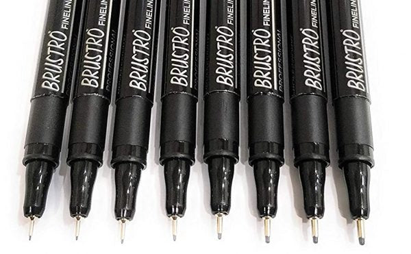 Brustro Professional Pigment Based Fineliner – Pack of 6 (Black) with Artist Sketch Book 110 GSM A5 Wiro Journal (156 Pages)