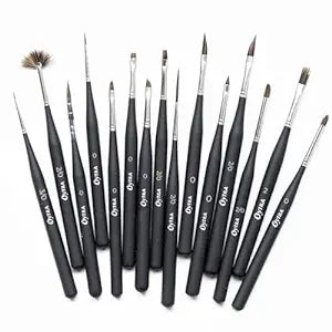 Oytra 15 Paint Brushes Set Mini Spotter Detailer Liner for Professional Artist for Acrylic, Watercolor, Oil, Nail Art