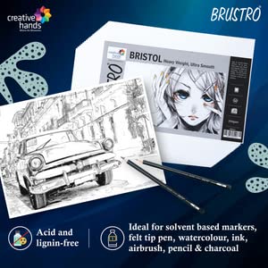 Brustro Ultra Smooth Bristol Sheets, A5 Size, 250 GSM Pack of 20 + 4 Free Sheets (Pack of 2)