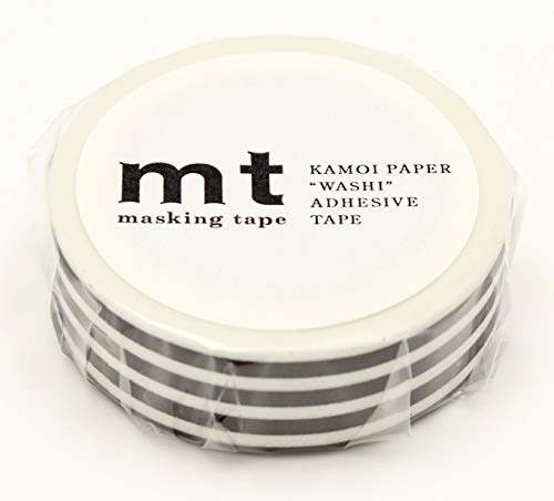 mt Washi Japanese Masking Tape Borders , 15 mm x 10 mtrs Shade - Black, ( Pack Of 1 )