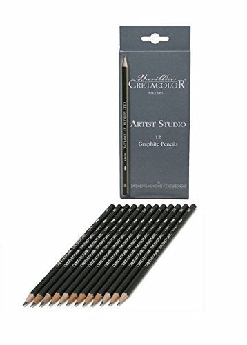 Brustro Stitched Bound A5 Size Artists Sketch Book & Cretacolor Artist Studio Line Graphite Pencil (Pack of 12)