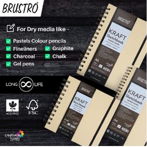 Brustro Toned Paper-Kraft Sketchbook, Wiro Bound, Size A4, 100GSM. (100 Sheets)200pages