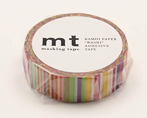 mt Washi Japanese Masking Tape Printed Designs , 15 mm x 10 mtrs Shade - Multi Border Vivid, ( Pack Of 1 )