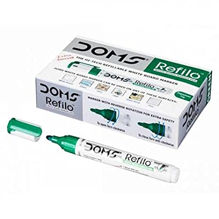 DOMS REFILO WHITEBOARD MARKER PEN GREEN 10 PCS PACK