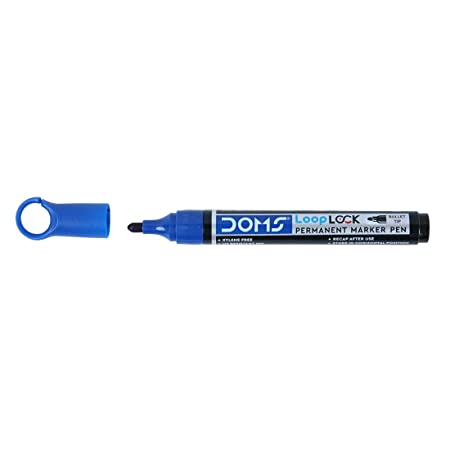 DOMS LOOP LOCK P/MARKER PEN BLUE 10 PCS PACK