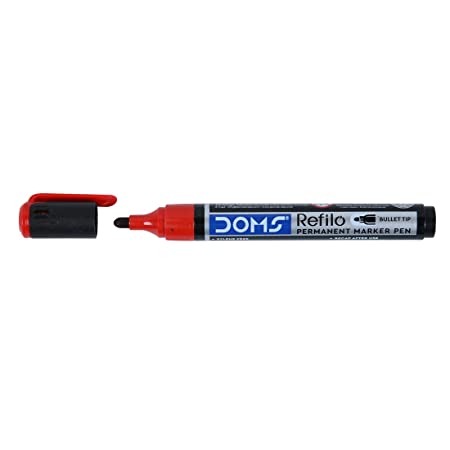 DOMS REFILO PERMANENT MARKER PEN RED 10 PCS PACK