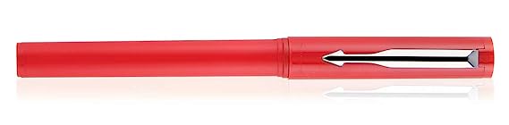 Parker Beta Standard Fountain Pen Chrome Trim Flame Red Body Color +1 Ink Cartridge Free