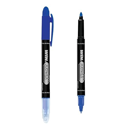 WIN Judwaa Dual Tip CD/DVD/OHP Marker | 10 Blue Ink Markers | Both Side Bold & Fiine Tip | Smoth Writing | Suitable for Different Surface | Ideal for School, Office & Business Stationery