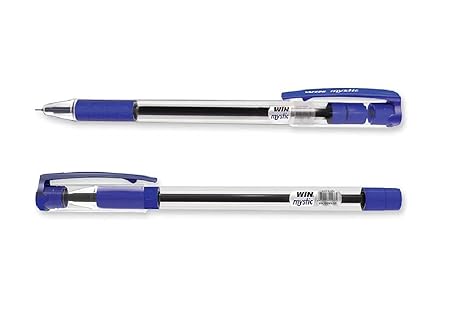 WIN Mystic Ball Pens | 10 Blue Ink Pens | Elasto Grip | Smooth Ink Flow | 0.7 mm Tip | Pens for Writing | Ideal for School, Office & Business Use | Stick Pens Set