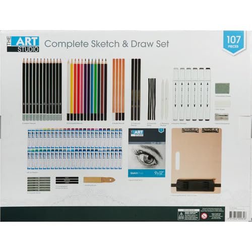 Like it The Art Studio Complete Mixed Media Art Supplies Artist Sketching and Drawing Kit 107 Pieces, Adult Art Set Travel for Beginners to Advanced