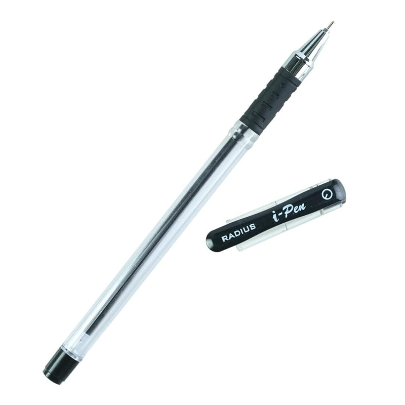 Radius i-Pen Push Cap Ball Point Pen, Tip Size 0.7 mm (Black, Pack of 10 Pieces)