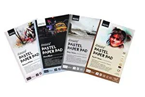 Brustro Artists’ Pastel Paper Pad, Set of 4, 24 Sheets Each(160 GSM), Colour – Black, White, Earth Tones & Grey Tones, Size – 3.5″ x 5.5″