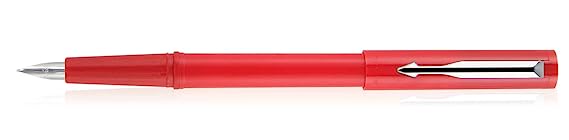 Parker Beta Standard Fountain Pen Chrome Trim Flame Red Body Color +1 Ink Cartridge Free