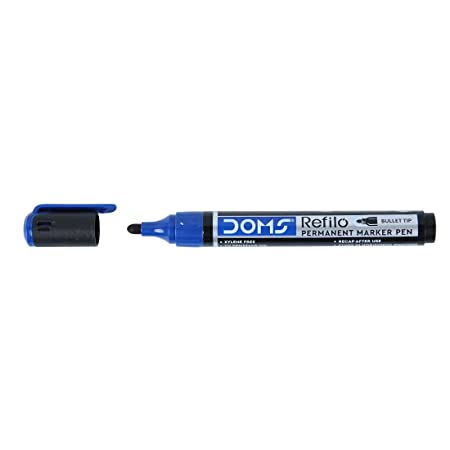 DOMS REFILO PERMANENT MARKER PEN BLUE 10 PCS PACK