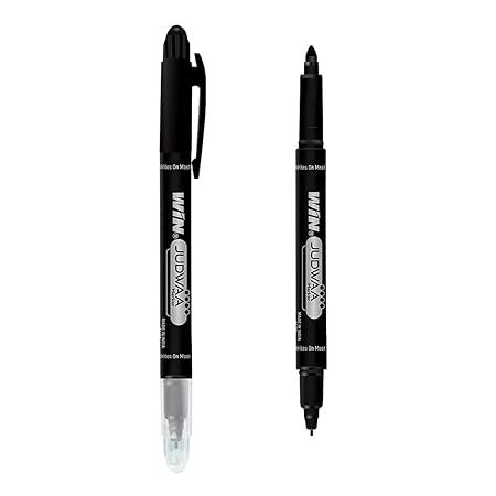 WIN Judwaa Dual Tip CD/DVD/OHP Marker | 10 Black Ink Markers | Both Side Bold & Fine Tip | Smudge Free Writing | Suitable for Different Surface | Ideal for School & Office Stationery