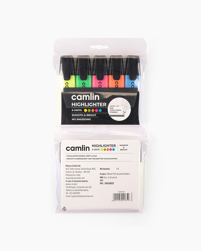 Camlin Highlighters Assorted pouch of 5 shades