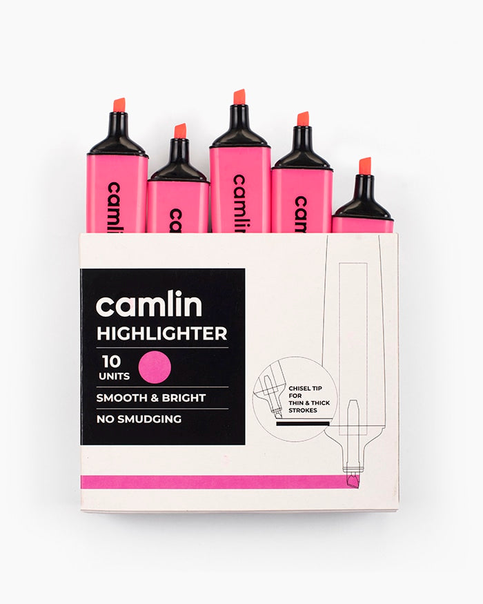 Camlin Highlighter Pack Of 10 Orange (Set of 10, Pink)