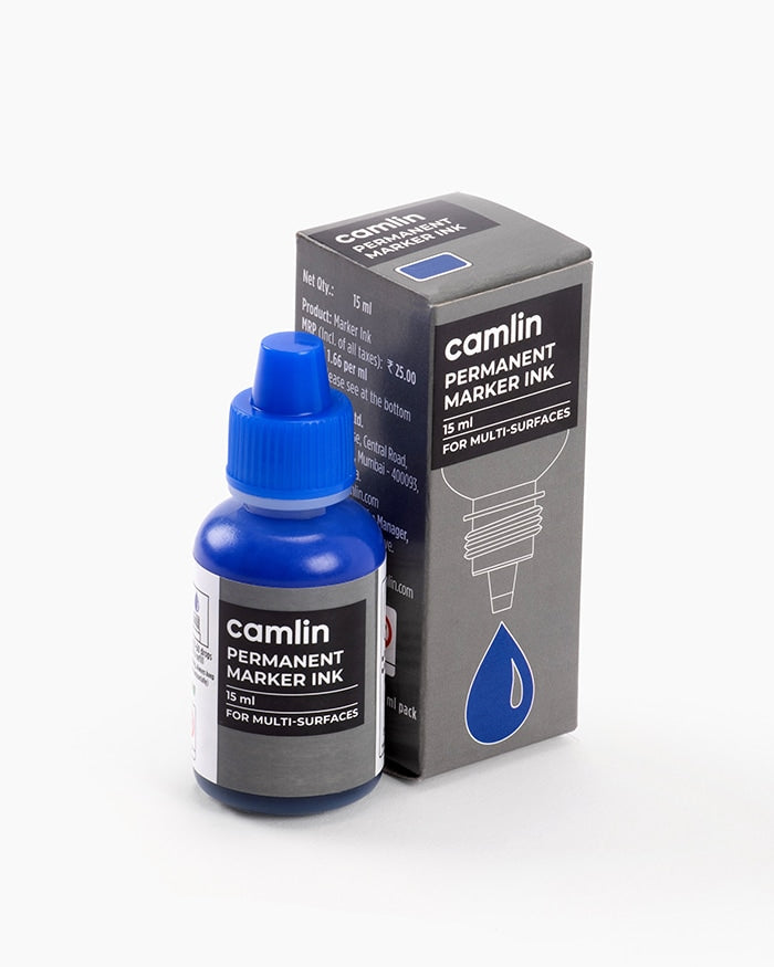 CAMLIN PERMANENT MARKER INK - 15 ML BLUE, Pack of 2