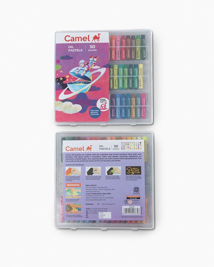 Camel Oil Pastel with Reusable Plastic Box - 50 Shades