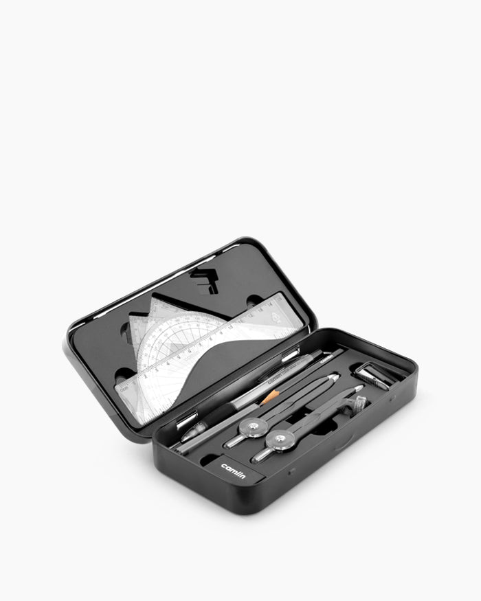 Camlin Scholar Plus Mathematical Drawing Instruments Geometry Box (Black)