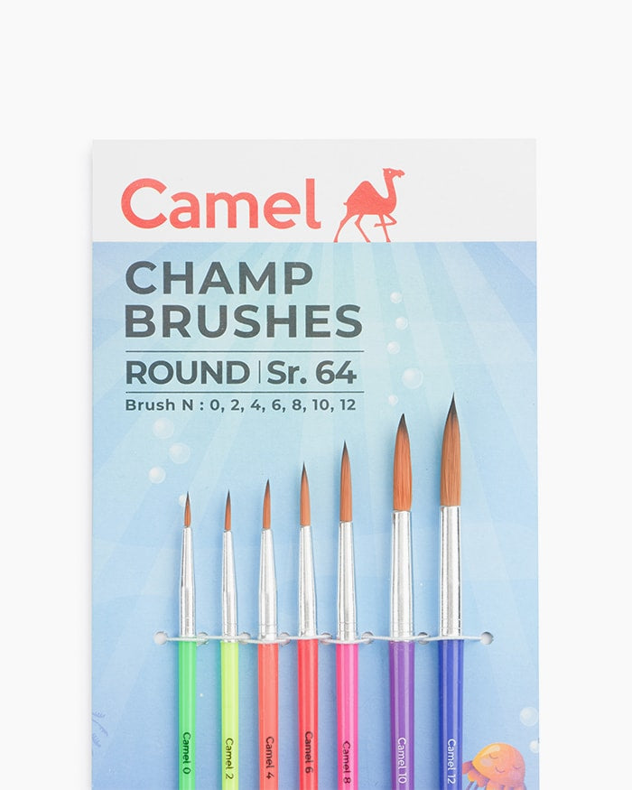 Camlin Champ Brush Round Set of 7 Nib Size - (0,2,4,6,8,10,12) (Multicolor)