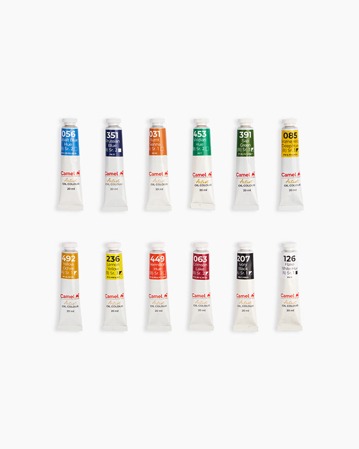 Camel Artist Oil Colours Assorted pack of 12 shades in 20 ml