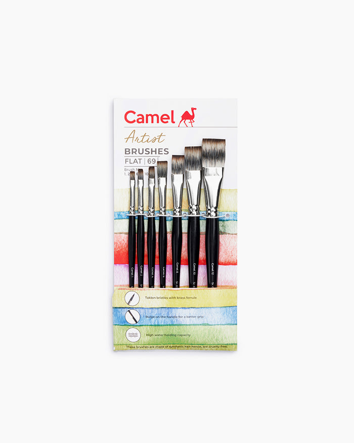 Camlin Artist Brushes Assorted pack of 7 brushes, Flat - Series 69