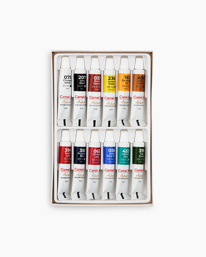 Camel Artist Water Colours Assorted pack of tubes, 12 shades in 5 ml