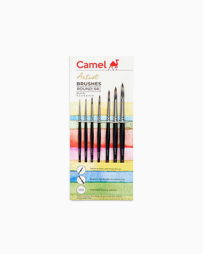 Camlin Artist Brushes Assorted pack of 7 brushes, Round - Series 68