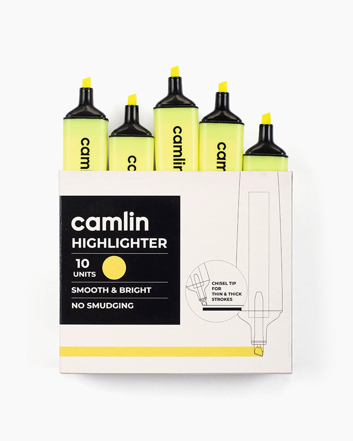 Camlin Highlighter Pack Of 10 Orange (Set of 10, Yellow)