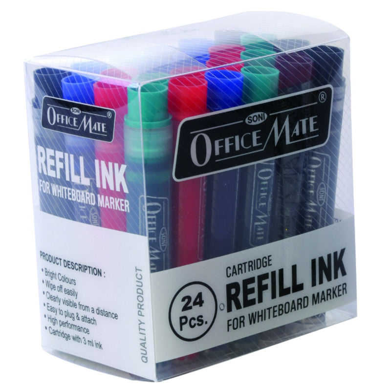 Soni Officemate Whiteboard Marker Cartridge (Assorted Colours) - Pack of 24