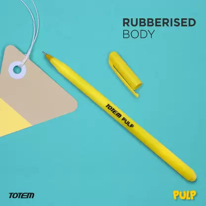 TOTEM Pulp Ball Pens Jar | 50 Pens (45 Blue Ink & 5 Black Ink) | Assorted Pastel Body | Pens for Writing | 0.7 mm Tip | Fragrance Ink | Rubberized Grip | Stationery Set | Stick Pens Set