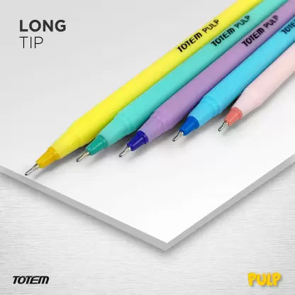 TOTEM Pulp Ball Pens Jar | 50 Pens (45 Blue Ink & 5 Black Ink) | Assorted Pastel Body | Pens for Writing | 0.7 mm Tip | Fragrance Ink | Rubberized Grip | Stationery Set | Stick Pens Set