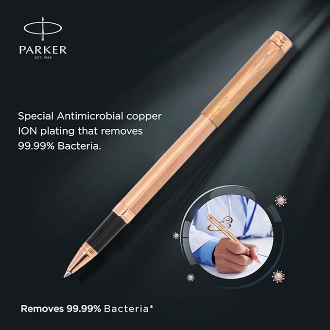 Parker Folio Antimicrobial Roller Ball Pen| Ink Color - Blue | Perfect For Gifting Purpose | Elite Pen for Personal & Professional Use